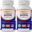 Vitamatic High Potency Biotin 20000 mcg (20mg) med Keratin 100mg - 120 Vegetariska tabletter - Biotin Supplements for Healthy Hair Skin & Nails for Adults (120 Count (Pack of 2))