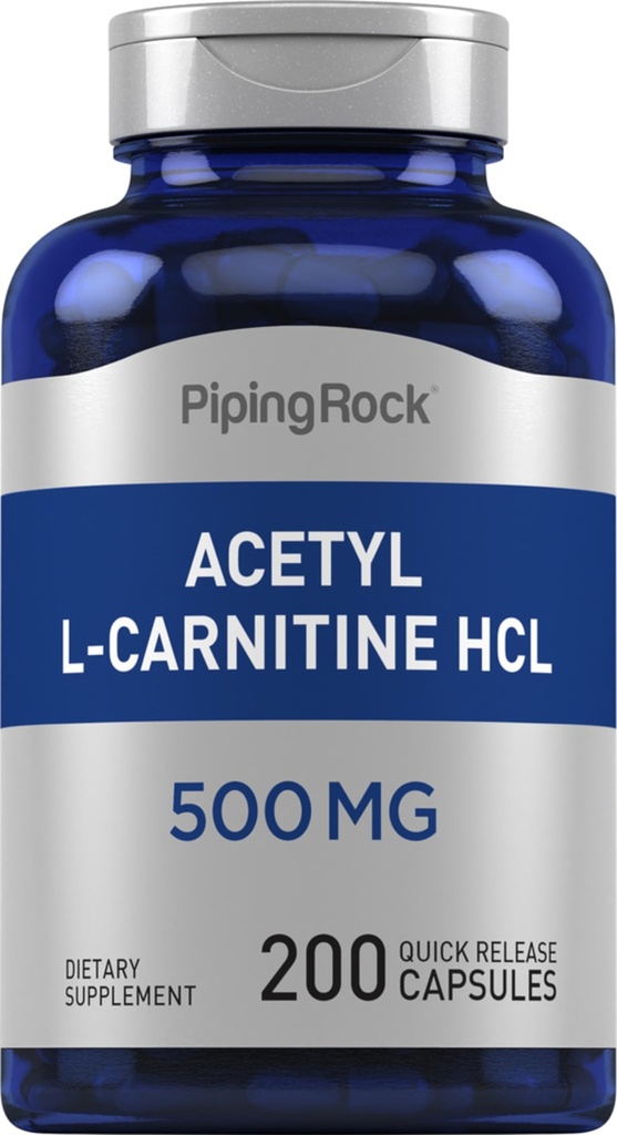 Piping Rock Acetyl L-karnitiini HCL ... 500 mg... 200 Jauhekapselit...