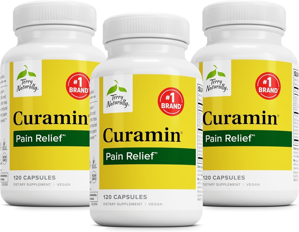Terry Naturally Curamin - Curcumin Supplement för Circulation & Endorphin Support - Stöd för yrkessjukdom - hjälper hälsosamma muskler - 120 kapslar (Pack of 3)