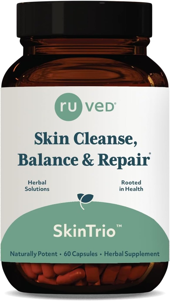 Ruved SkinTrio - Neem Supplement Organic Neem Extract & Amla, Skin & Microbiome Support Supplement - 60 kasvissyöjän kapselit (1 kreivi)