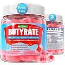 Butyrate Gummies kanssa Probiootti + Prebiootti + Postbiootti, Omega-3 500 mg,9 miljardia PMY Probiootit Fiber, Kalsium & Magnesium, inulin, Psyllilium Husk for Dgestive Health, turvotus tuki, Sokeriton