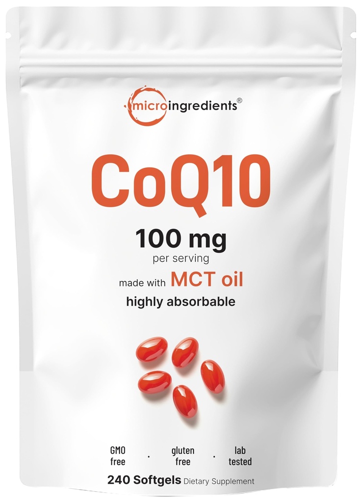 Micro Ingredients CoQ10 100 mg per Serving, 240 Softgels ... Coenzyme Q10 (Ubikinonin) täydennysosa ...