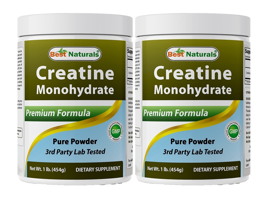 Best Naturals Creatiini Monohydraatti 1 Lb Pure Powder (1 LB (Pakkaus 2))