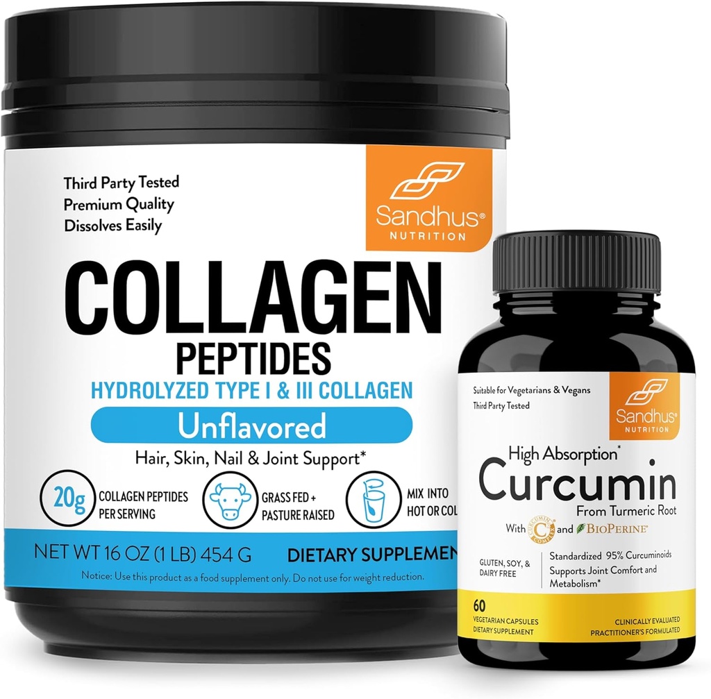 Sandhu's Collagen Peptides Powder & Curcumin Bioperine