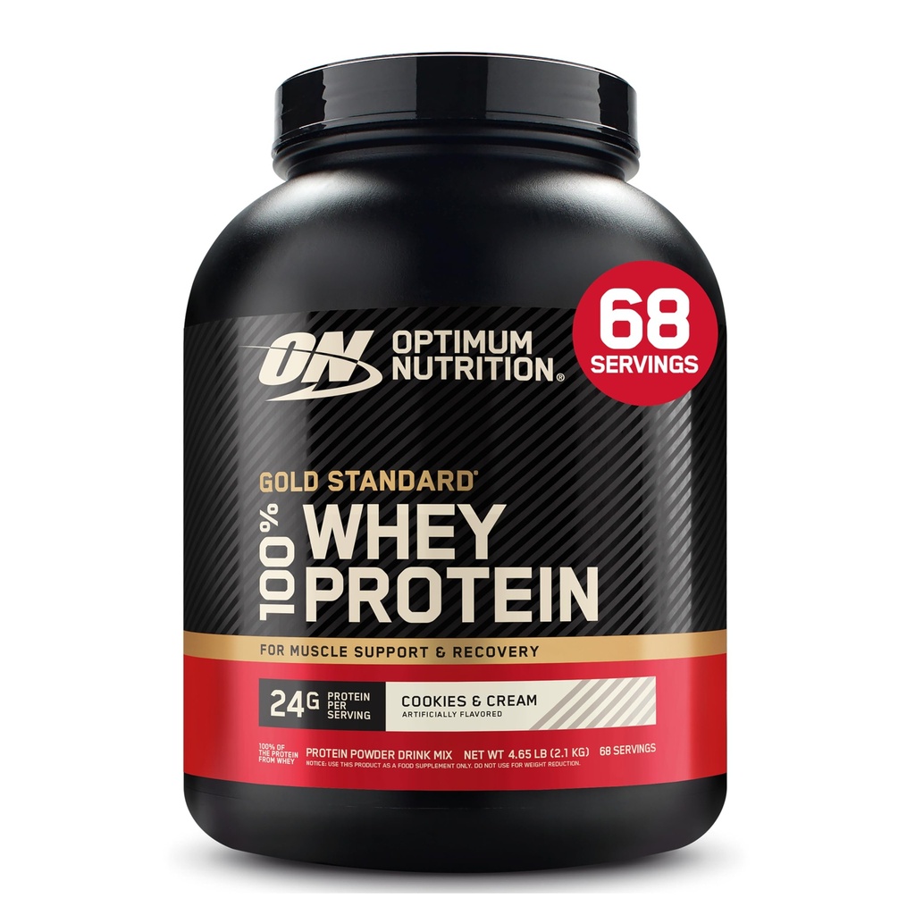 Optimum Nutrition Gold Standard 100% Whey Protein Powder, Cookies & Cream, 5 punta (Pakkaus May Vary)