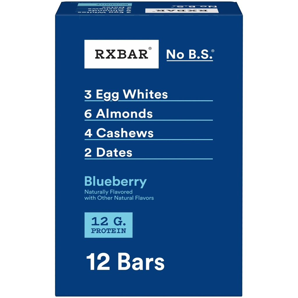 RXBAR Protein Bars, Protein Snack, Snack Bars, Blueberry, 22oz Box (12 greve)