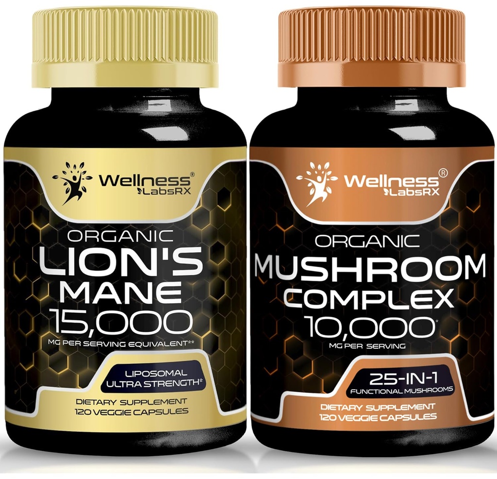 WELLNESS LABSRX Lions Mane Supplement Capsules och Mushroom Capsules