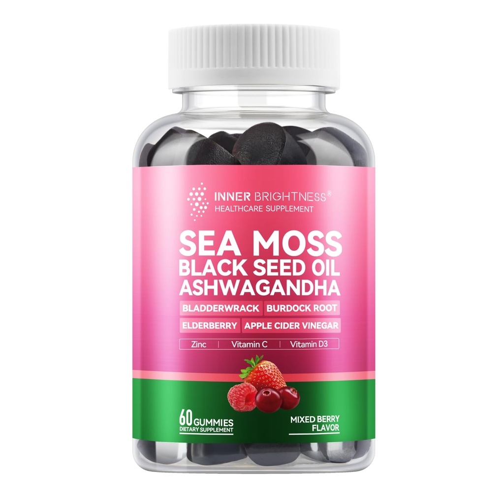 Sea Moss 4000mg Gummies kanssa Ashwagandha, Elderberry, Apple Siideri viinietikka, rakkoranneke, Burdock juuri ...