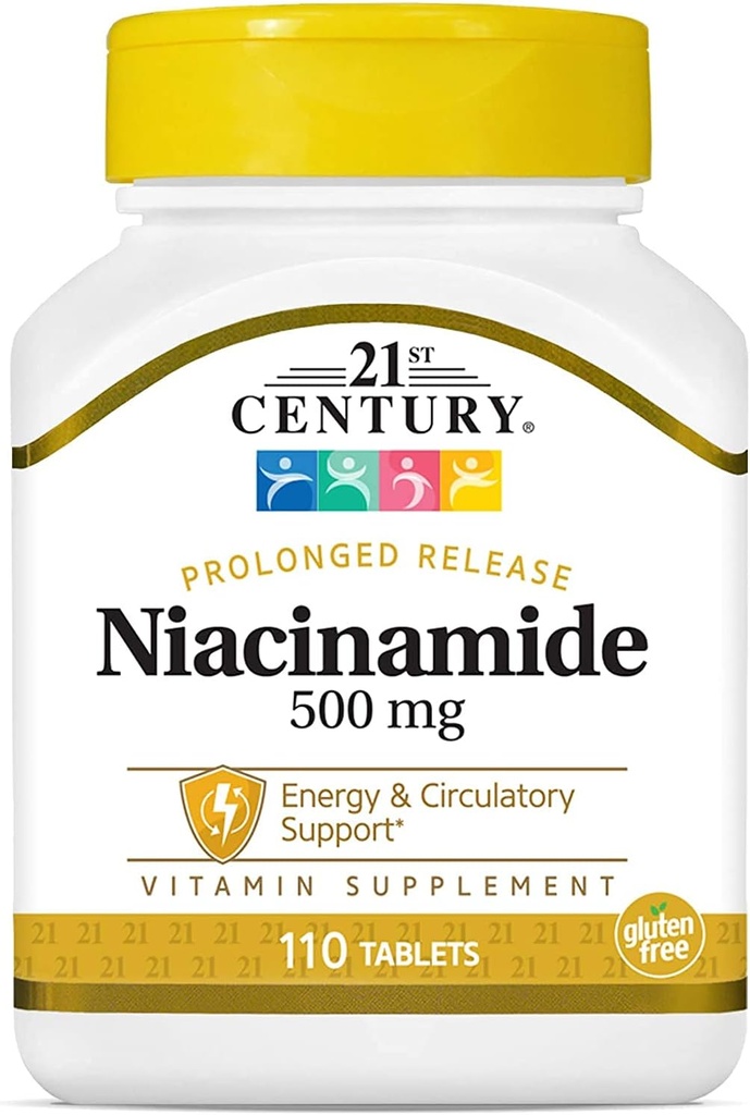 21st Century Niacin 500 Mg Flush vapaa kapselit, 110- Count (pakkaus 3)