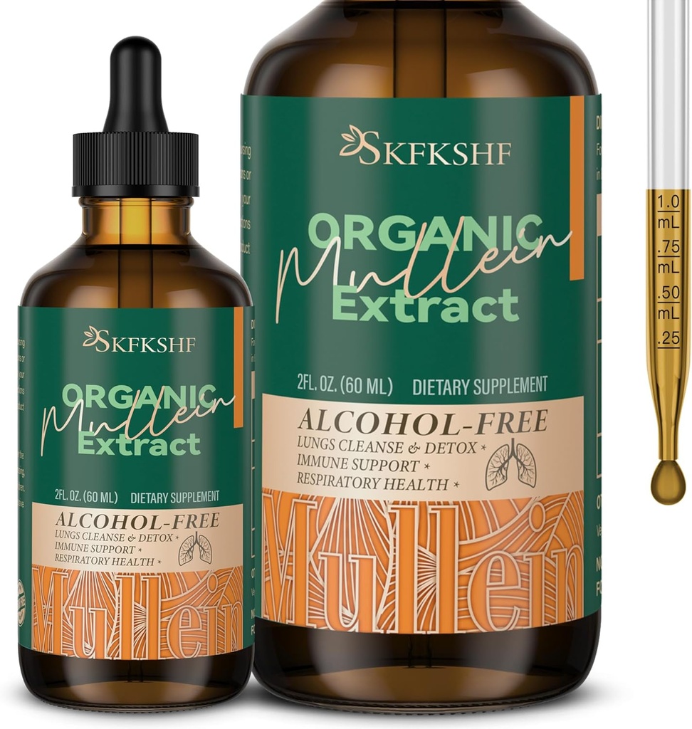 Mullein Drops for Keuhkot, Müllein Leaf Herbal Blend Extract, Natural Keuhkot Support Supplement for Keuhkojen puhdistus ja hengitys keuhkojen terveys 94