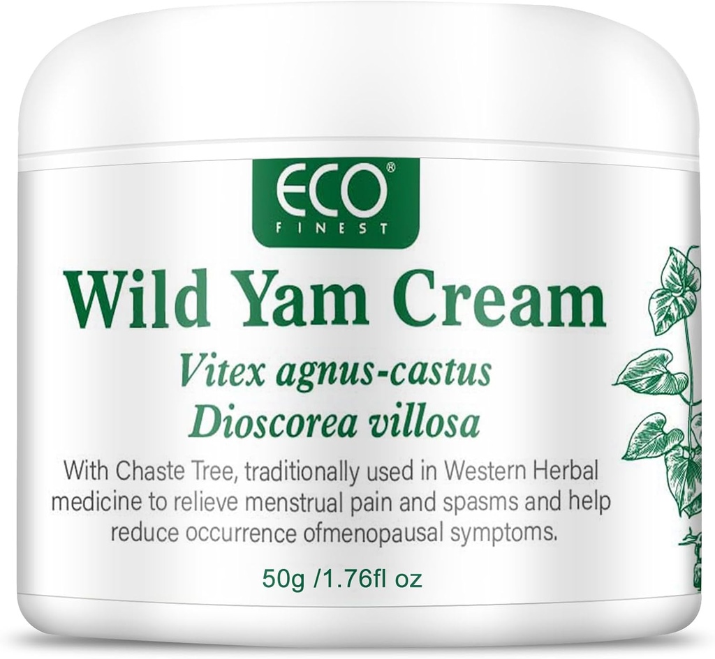 WFDL Wild Yam Cream for Hormone Balance, Luomu Yam Cream Chasteberry, Aloe & Vitamiini E Menopause Relief, Soothes Night Sweats & Hot Flashs, Eases Mood Swings (1.76 OZ)