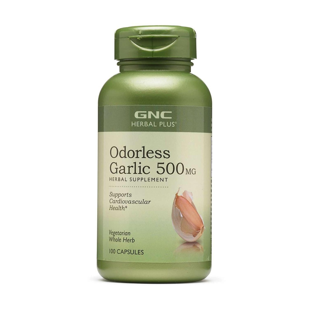 GNC Herbal Plus Odorless valkosipuli 500mg täydentää, kasvissyöjä, tukee sydän- ja verisuonitautien terveys, 100 tarjoilut