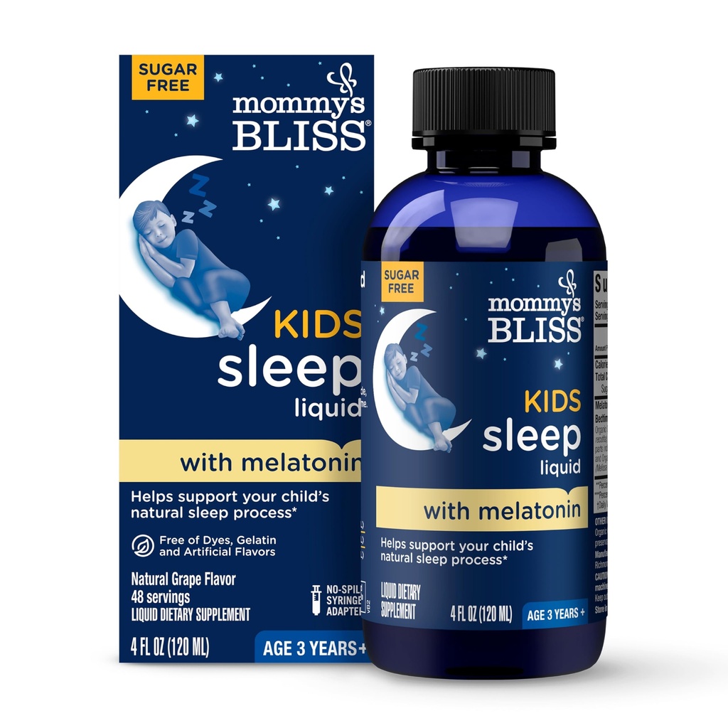 Äidin Bliss Kids Sleep Liquid Melatonin & Calming Yrtit ... Melatoniini lapsille 3 vuotta & Up...