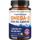 Triple Strength DHA Omega 3 Fish Oil 3600 mg ... Yli 2100mg Omega-3 Rasvahapot 860mg DHA ... 1300mg EPA ... Parhaat olennaiset rasvahapot... Premium Wild Caught & Burpless Fish Oil... 120 ct.