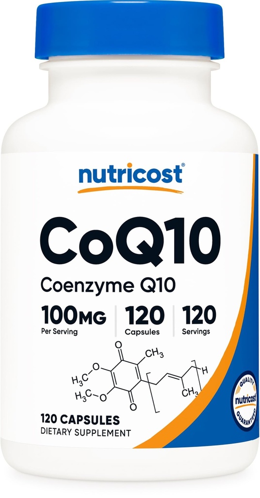 Nutricost CoQ10 100mg, 120 kasviskapselia, 120 tarjoilua - korkea imeytyminen, kasvissyöjä, ei-GMO, Coenzyme Q10