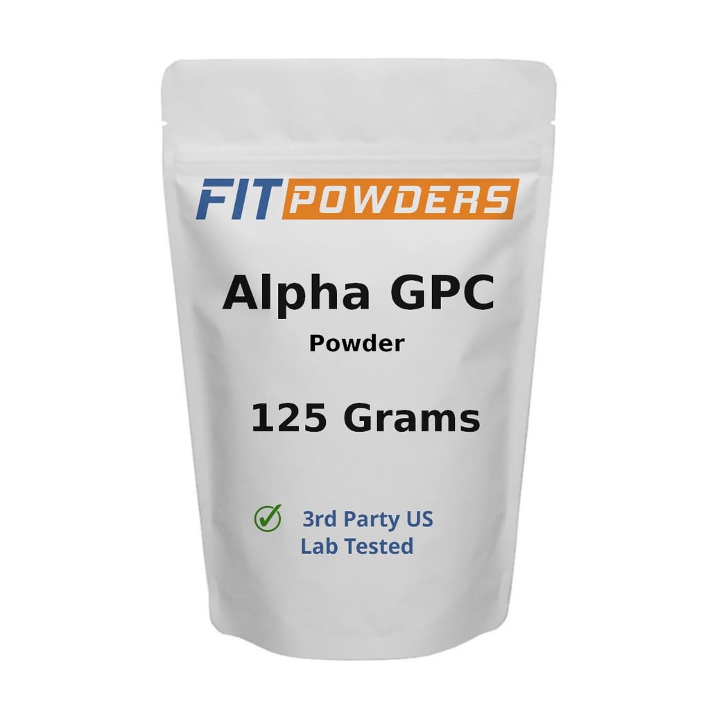 Alpha-GPC Powder 125 Grams, Non-GMO Alpha GPC Supplement Choline Powder, Vegan, Third Party Tested, Pre-Workout, Memory and Focus, med Scoop