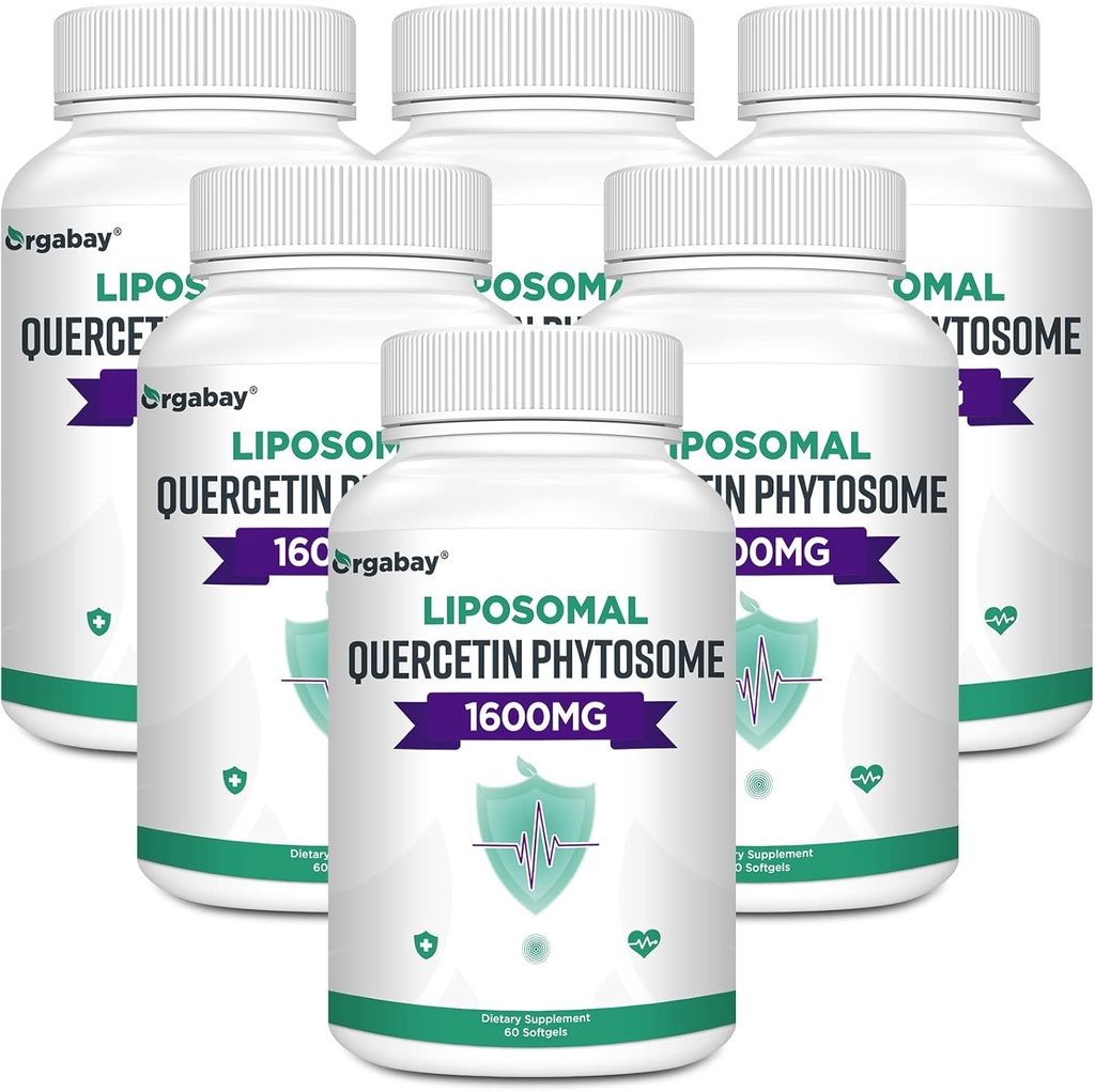 Orgabay Liposomal Quercetin Phytosome 1600 mg,Bromelain 200 mg,Zinc 30 mg,Vitavan C Turmeric 40 mg,Korkein imeytyminen,Quercetin Complex, 360 Softgels