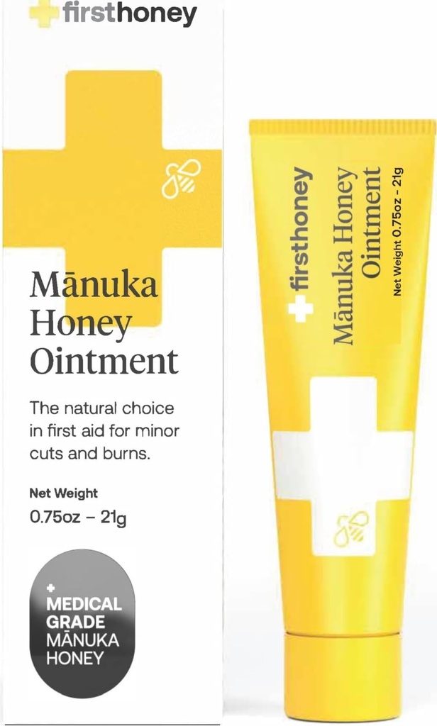 FÖRST HONEY Manuka Wound Ointment [.75oz - 21g] | Rapid Wound Repair Gel | Fast Relief for Skin & Burns | Manuka Honey från Nya Zeeland | Antibiotisk Gratis Burn Care, Scar Gel, Dressing Aid