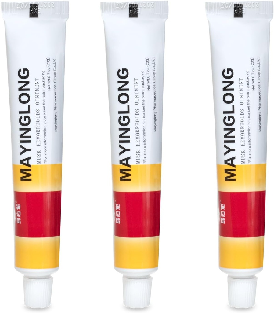 Mayinglong Musk Peräpukamat Voide (3 x 20 g putket), 60g - Maximum Strength Formula Peräpukamat nopea helpotus, rauhoittaa kutina, polttaa ja epämukavuus - Nopeasti toimiva helpotus (2.12 oz Yhteensä)