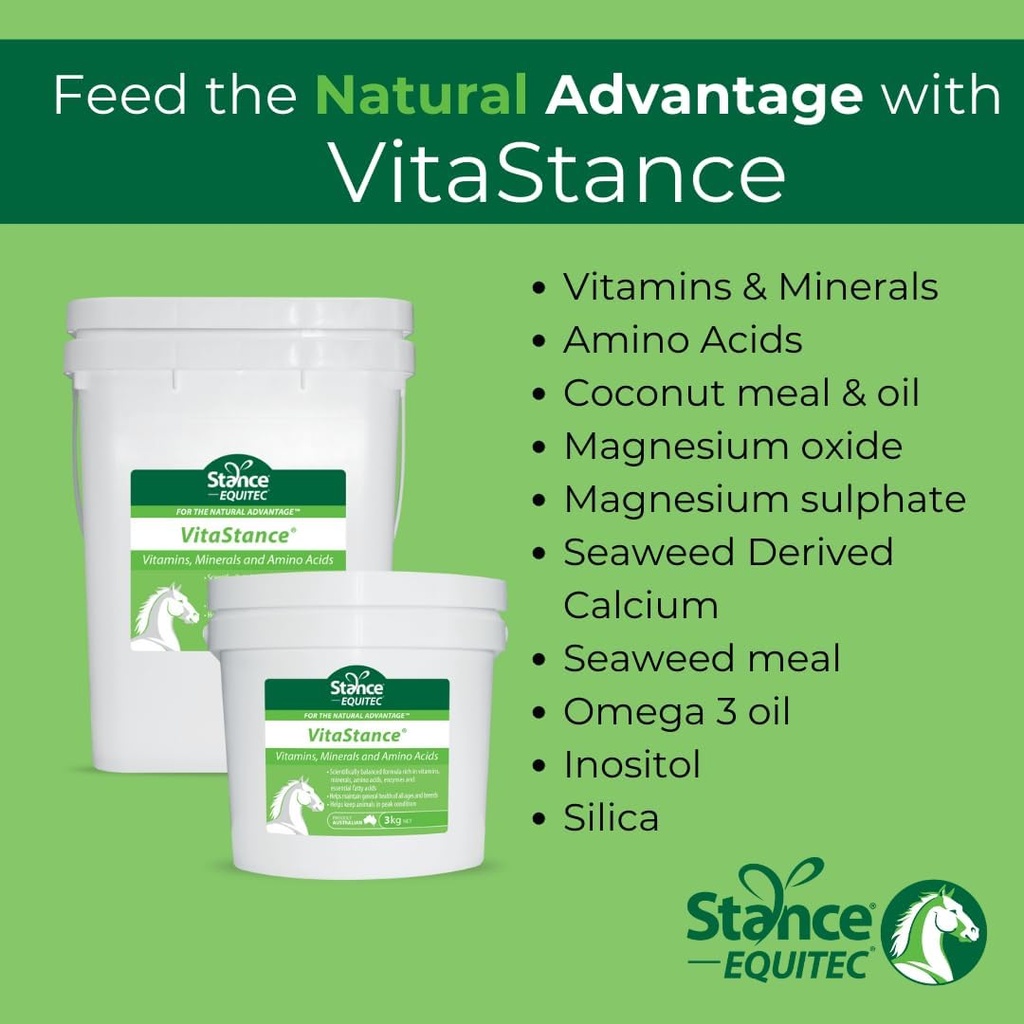 Scance Equitec Vitasstance-vitamiini, Mineraali- ja Aminohappolisä hevosille, 28,5 lb