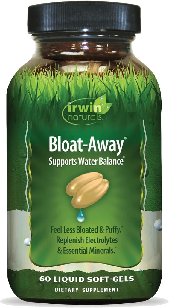 Irwin Naturals Bloat-Away - 60 Liquid Softgels - Vattenbalansstöd - Svara Electrolytes & Essential Minerals