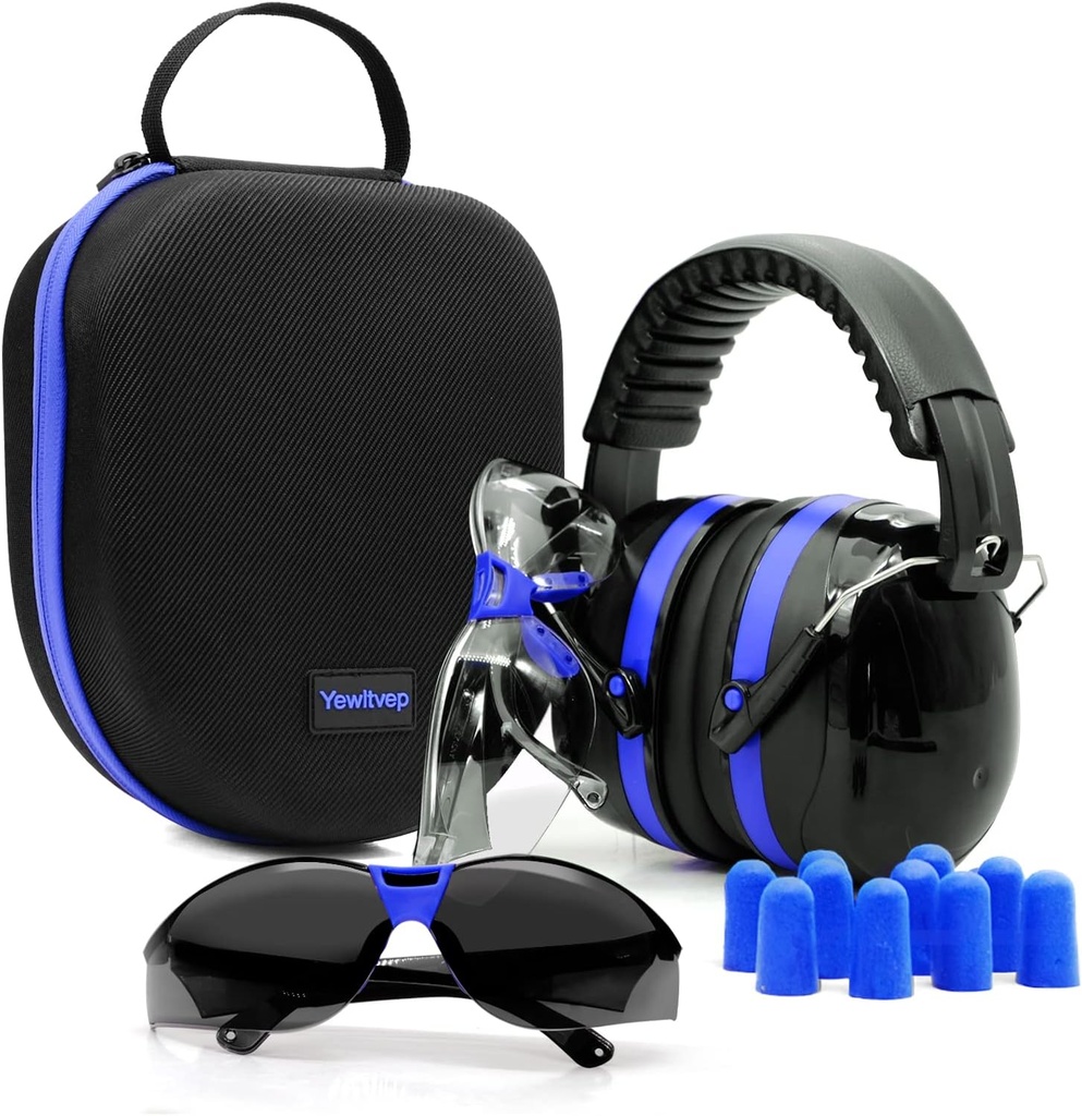 Jewltvep Ammunta korvan suoja Gun Ear Protection kanssa aseen turvalasit, korvatulpat, kova varastointi tapauksessa