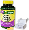 Super Vitamin B Complex Spring Valley- tabletter 250 greve Blend av B6 B12 C thiamin biotin folat pantothenic Acid och riboflavin, Boxed by Fusion Shop Store