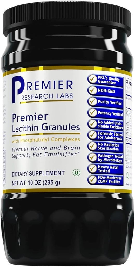 Premier Research Labs Lesithin Rakeet - Soy Lesithin Rakeet, Lesithin Supplement, Lesithin for Baking, Non GMO, Food Grade Fosphospholipid for Brain & Nerve Support - 10 oz