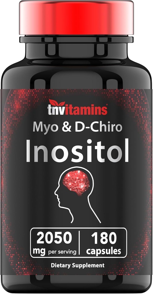 tnvitaminer Inositol: 2,050mg - 180 kapslar | Inositol pulver kapslar för kvinnor och män | 40:1 Ratio av Myo-Inositol till D-Chiro Inositol | Made in USA!