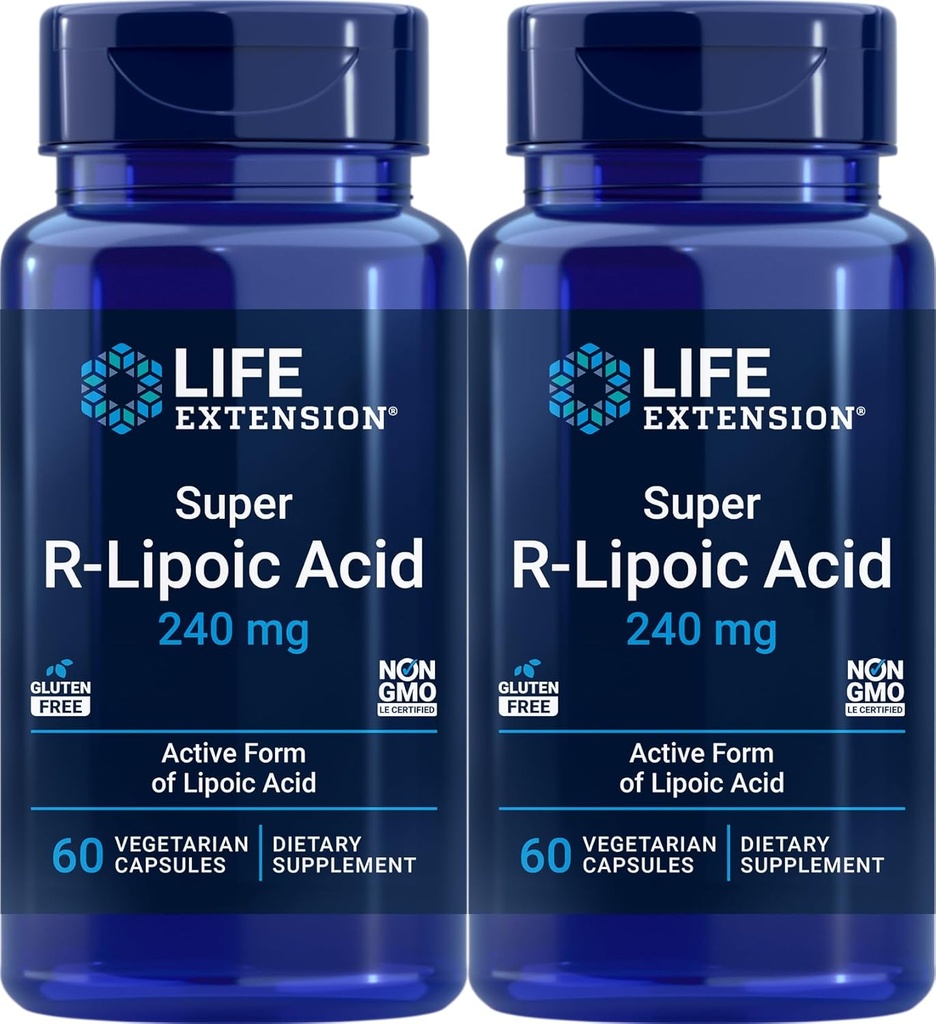 Life Extension Super R-lipoic Acid 240 mg, 60 kasvissyöjäkapselia (pakkaus 2)
