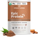 Sprout Living Epic Protein, Plant Based Protein & Superfoods Powder, Chocolate Maca Powder 
