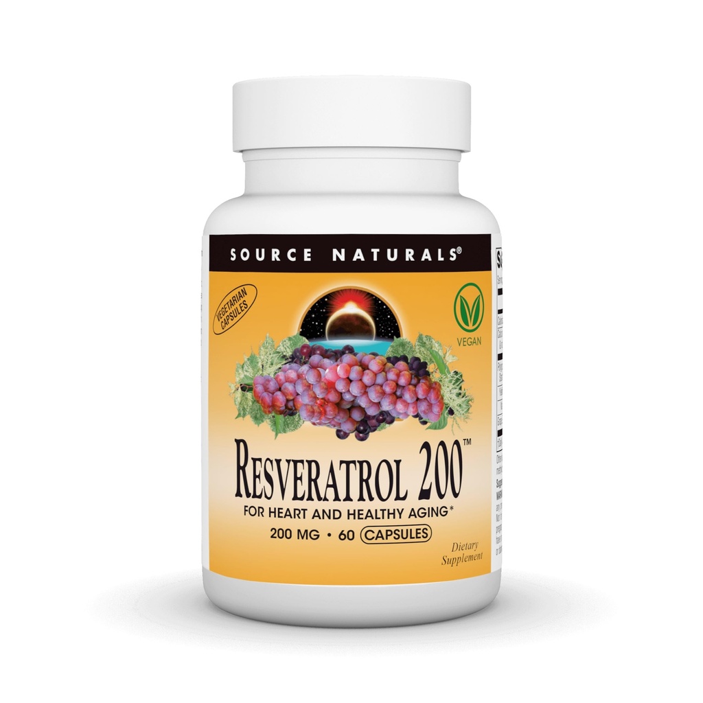 Source Naturals Resveratrol, for Heart and Healthy Aging* - 200 mg- 60 Kasvissyöjäkapselit