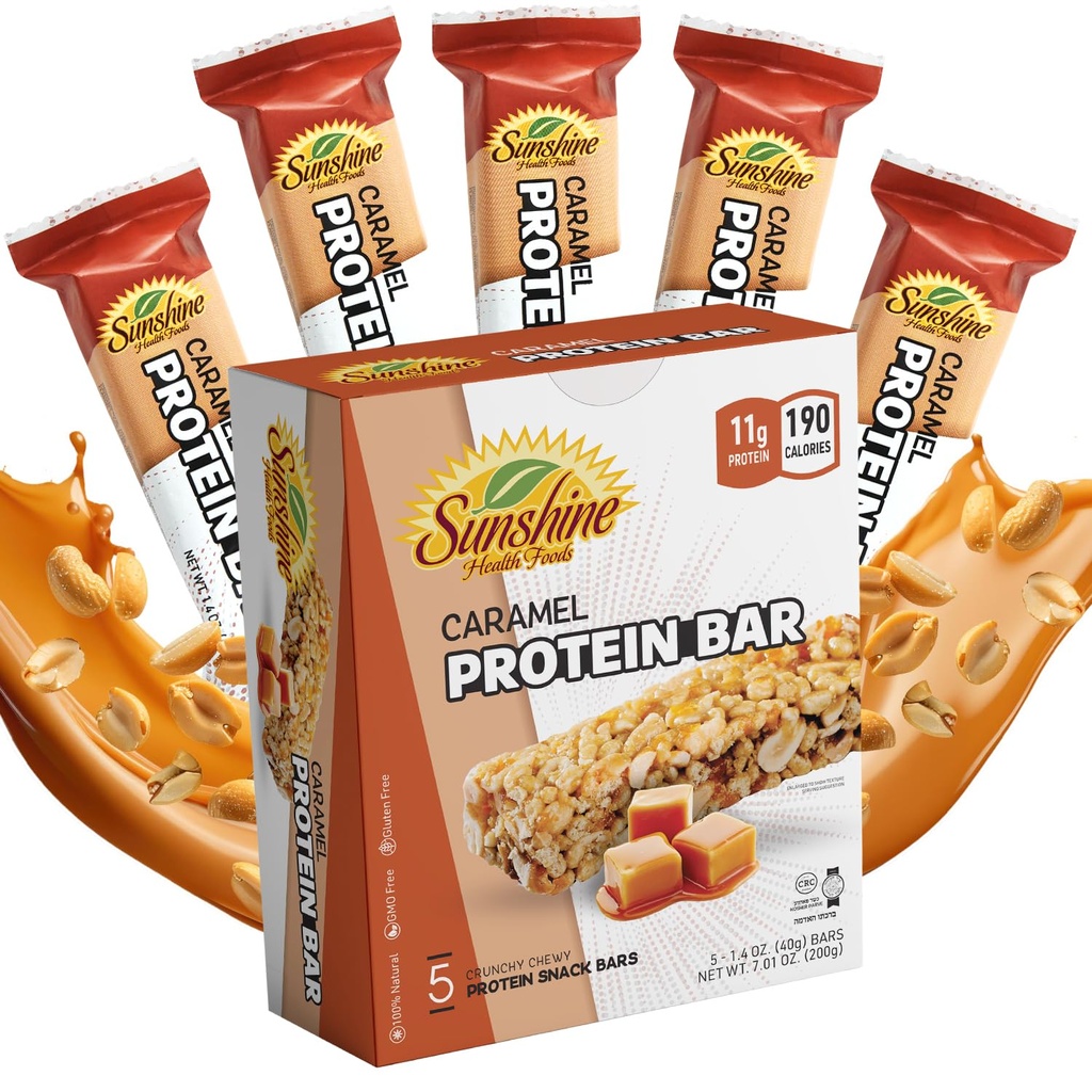 Glutenfria Protein Bars, 5 Caramel Healthy Protein Bars för aktiva livsstilar, idealiska proteinbarer för måltidsersättning, perfekta högproteinbarer för muskelåterhämtning och hållbar energi