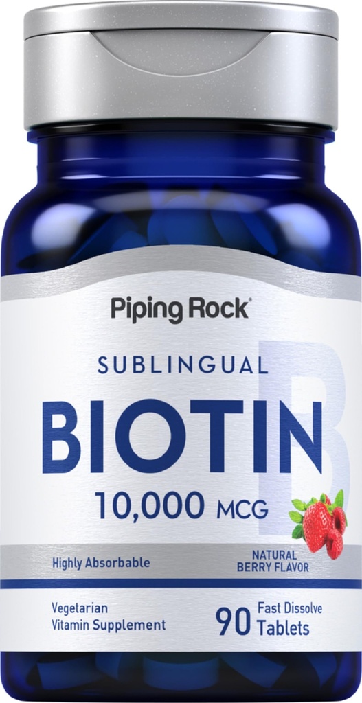 Piping Rock Biotin 10000 mcg Nopeasti liuottavat tabletit 90 Count ...