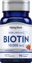 Piping Rock Biotin 10000 mcg Nopeasti liuottavat tabletit 90 Count ...