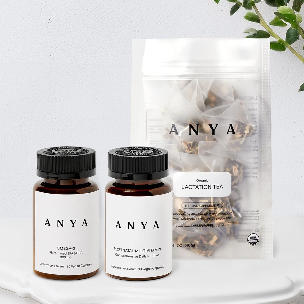 Anya Multivitamiini + Imetys Tea Bundle Synnytyksen jälkeen Essentials naisille, Postnatal Supplements for Imetys