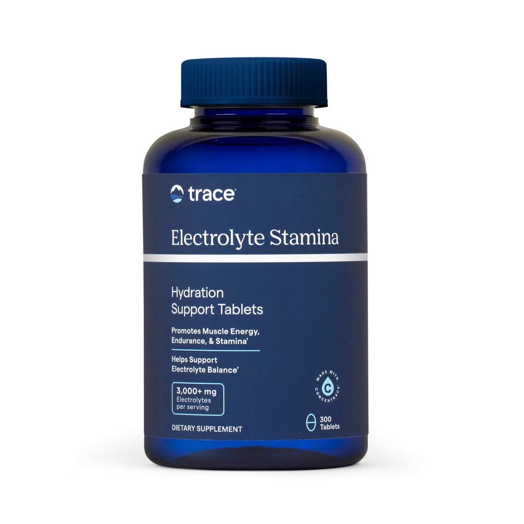 Trace Minerals Electrolyte Stamina - Heart Health & Hydration Support - Elektrolyytti täydentää Apuaineet Lihaskramppeja ja kestävyyttä - Mineraali täydentää magnesium - 300 tablettia (50 tarjoilua)