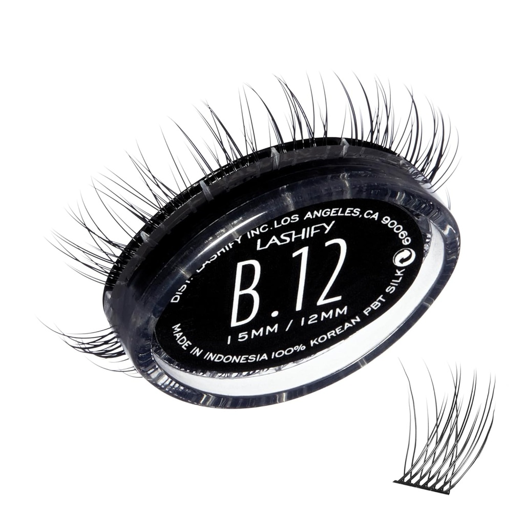 Lashify Bold 12mm Gossamer DIY silmäripsilaajennukset uudelleentäyttö, musta, helppo vääriä silmäripsiä luonnollinen ulkonäkö