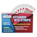 Vitamin B12 Strips 10 Pack | Easy Oral Dissolvable Mint Flavored Strips | 1500 mcg Strips | VIT B12 löses enligt tunga | Methylcobalamin B-12 Vitamin Formel | Vegan Friendly & Gluten Free