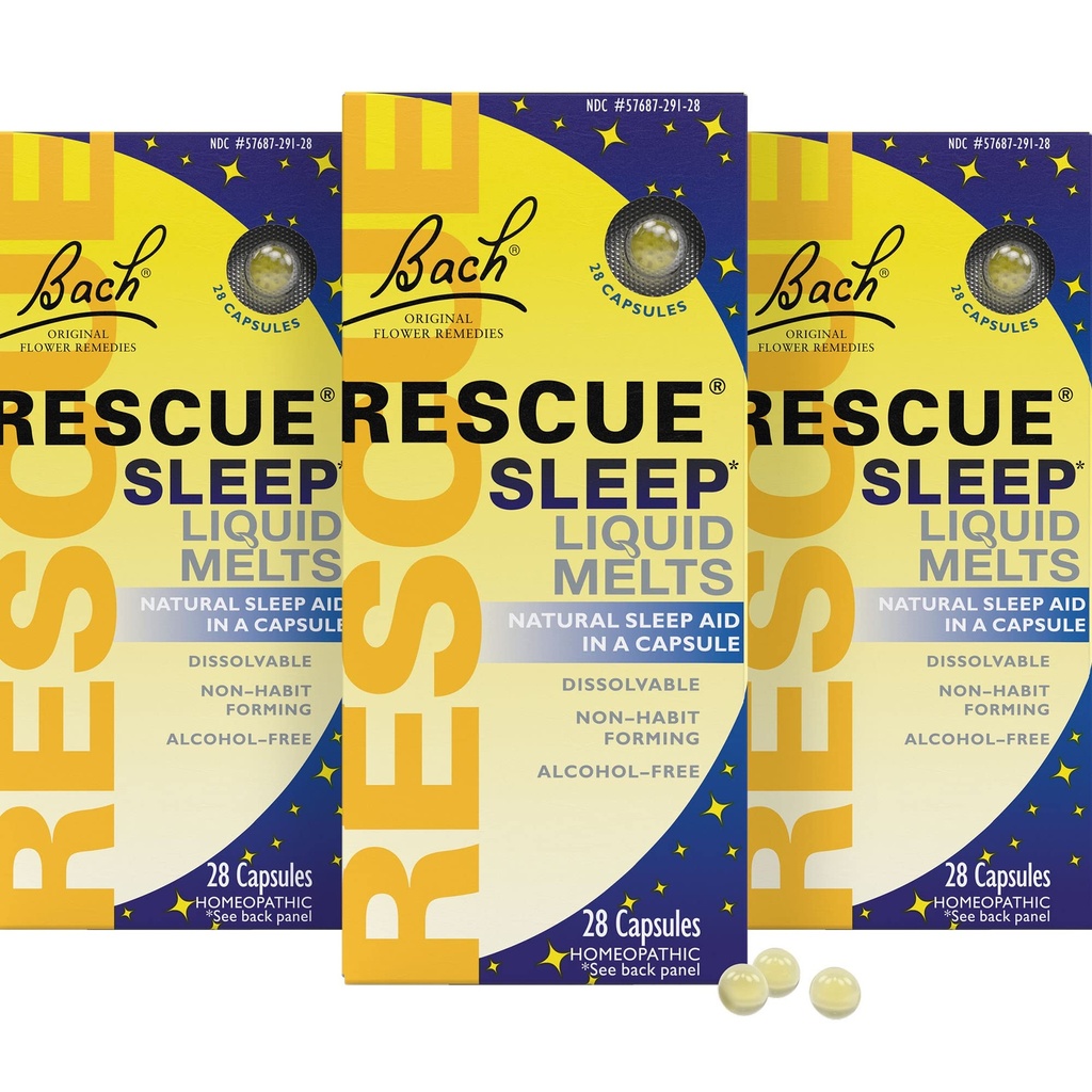 RESCUE Bach unineste sulaa, luonnon appelsiini vanilja maku, luonnollinen uniapu, stressiä lievittää, Homeopaattista kukka Essence, vapaa melatoniini, ei-alkohol, 3 pakkaus, 28 kreivi Each