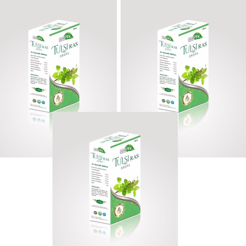Metrey Tulsi Ras Drops -pakkaus, jossa 3 (3 *30 ml)