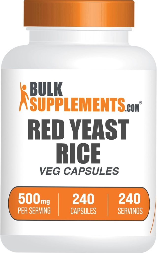 BulkSupplements.com Punainen Yeast Riisi Kapselit - Red Yeast Rice Supplement, Herbal Supplement - Vegan, 1 Kapseli per Serving, 240 Veg kapselia (Pack of 1)