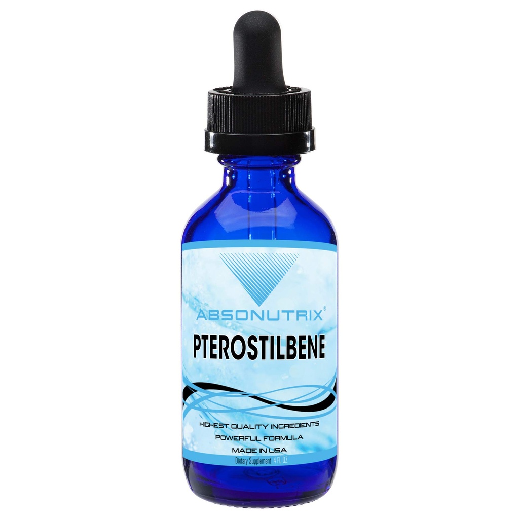 Absonutrix Pterostilbene 300 mg, 4 Fl Oz Liquid Drops, 200 Potent Servings, korkea hyötyosuus, kolmannen osapuolen testattu, nopea imeytyminen, GMP-sertifioitu, ei-GMO, Julmia tuotteita, valmistettu Yhdysvalloissa