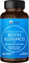 Vitamiini World Ultra Mega Biotin 10,000 mikrog. 50 Softgels, B-vitamiini, tukee terveet hiukset, iho ja kynnet, nopeasti vapauttava, Gluteeniton