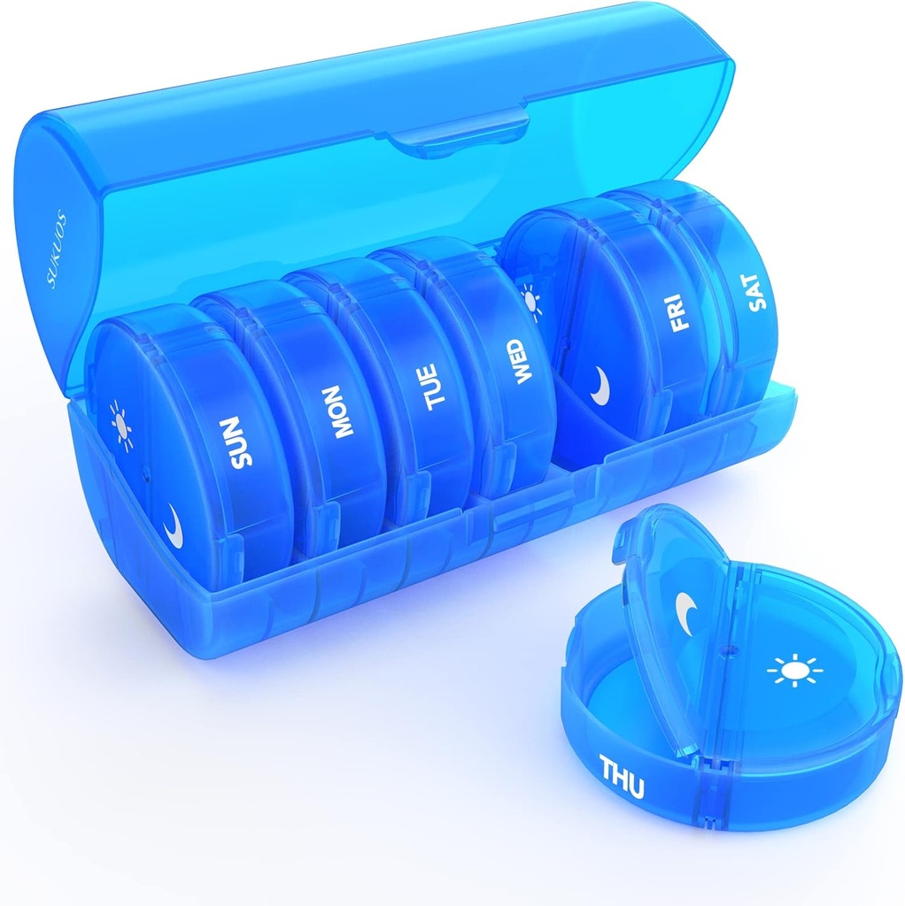 Viikoittain pilleri Organizer 7 Day 2 Kertaa päivässä, Sukuos Suuri matka pilleri laatikko pillereitä / Vitamin / kalaöljy / täydentää, Päivittäinen lääke organizer Box, BPA ilmainen pilleri tapauksessa, helppo puhdistaa