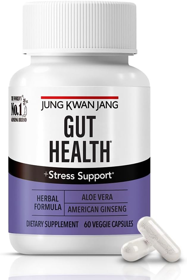 JungKwanJang Gut Health Support med Aloe Vera (833mg) och American Ginseng för Gut Health, Digestion, Immunity, 60 kapslar för män och kvinnor