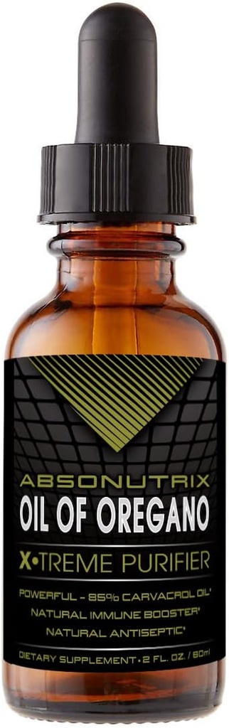 Absonutrix Oil of Oregano 43 mg, 540 Servings, 2 Oz Bottle, korkea hyötyosuus, 85% Carvacrol Oil, nopea imeytyminen, Potent Ingredients, Julmuus-vapaa, kolmannen osapuolen testattu, ei-GMO, valmistettu Yhdysvalloissa