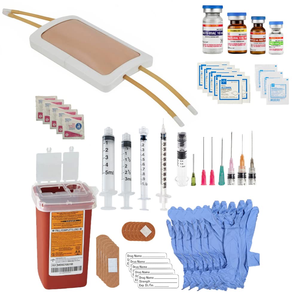 Anatomy Lab Venipuncture Practice Kit med Wearable Simulation Arm Pad Model IV + Supplemental Injection Skill Supplies Kit Clinical Nursing Training, 65 bit Bundle
