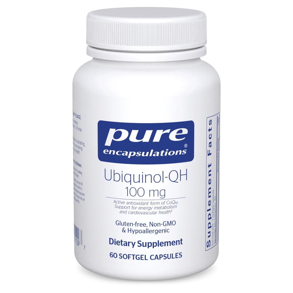 Puhdas kapseli Ubiquinol- QH - 100 mg CoQ10 - tukee energian aineenvaihduntaa ja sydämen terveyttä* - Coenzyme Antioksidantteja täydentää - ei-GMO - 60 Softgel- kapselia