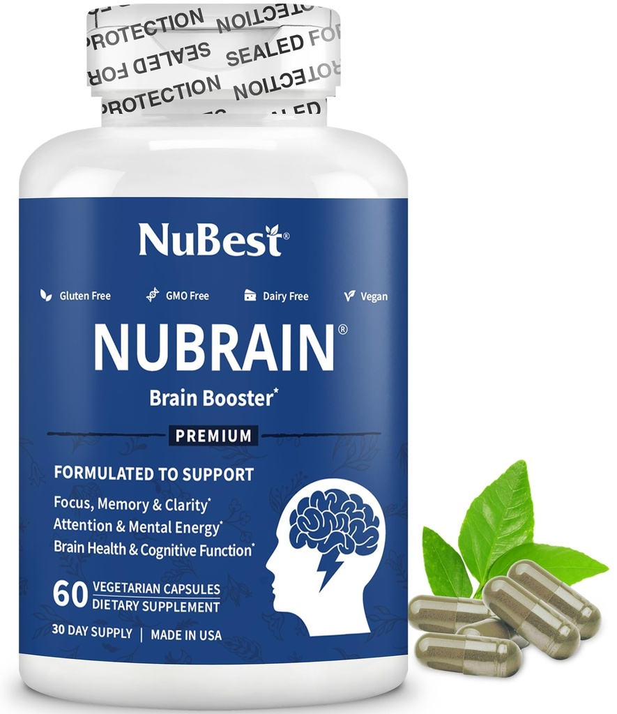 NuBrain Booster - Brain Supplement for Brain Booster, Memory, Focus & Clarity Support with St.